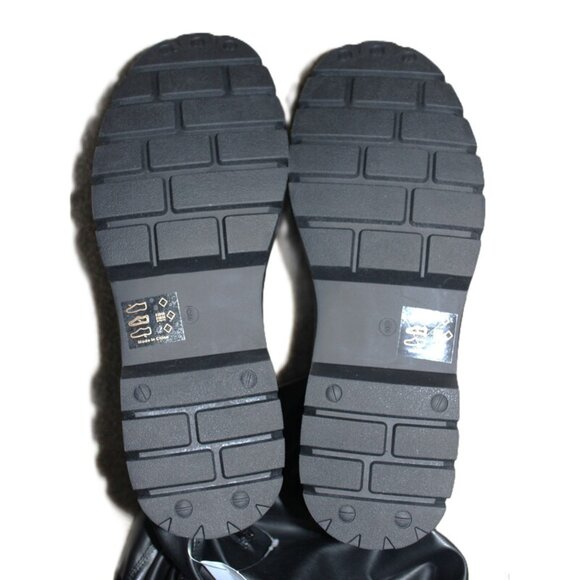 nwt ASOS Yours Clothing, Over The Knee Pull-On Chunky Cleat Boots in Black (11W) - Picture 6 of 14